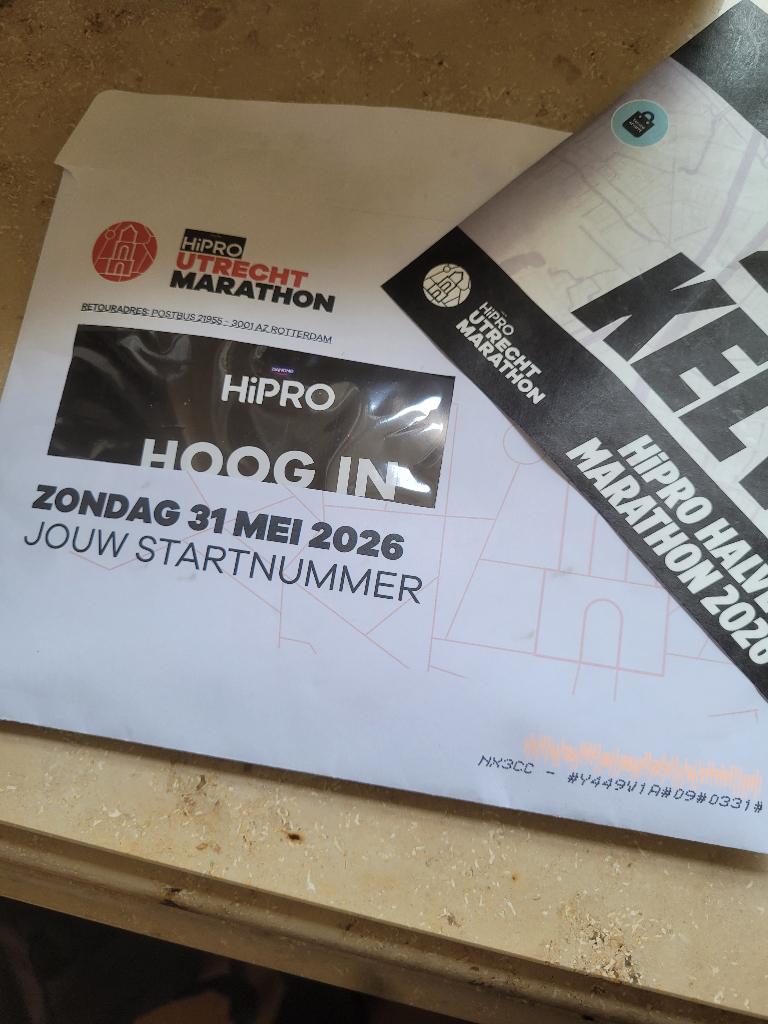 Startbewijs halve marathon Utrecht, Sport en Fitness, Loopsport en Atletiek, Overige merken, Overige typen, Nieuw, Ophalen of Verzenden