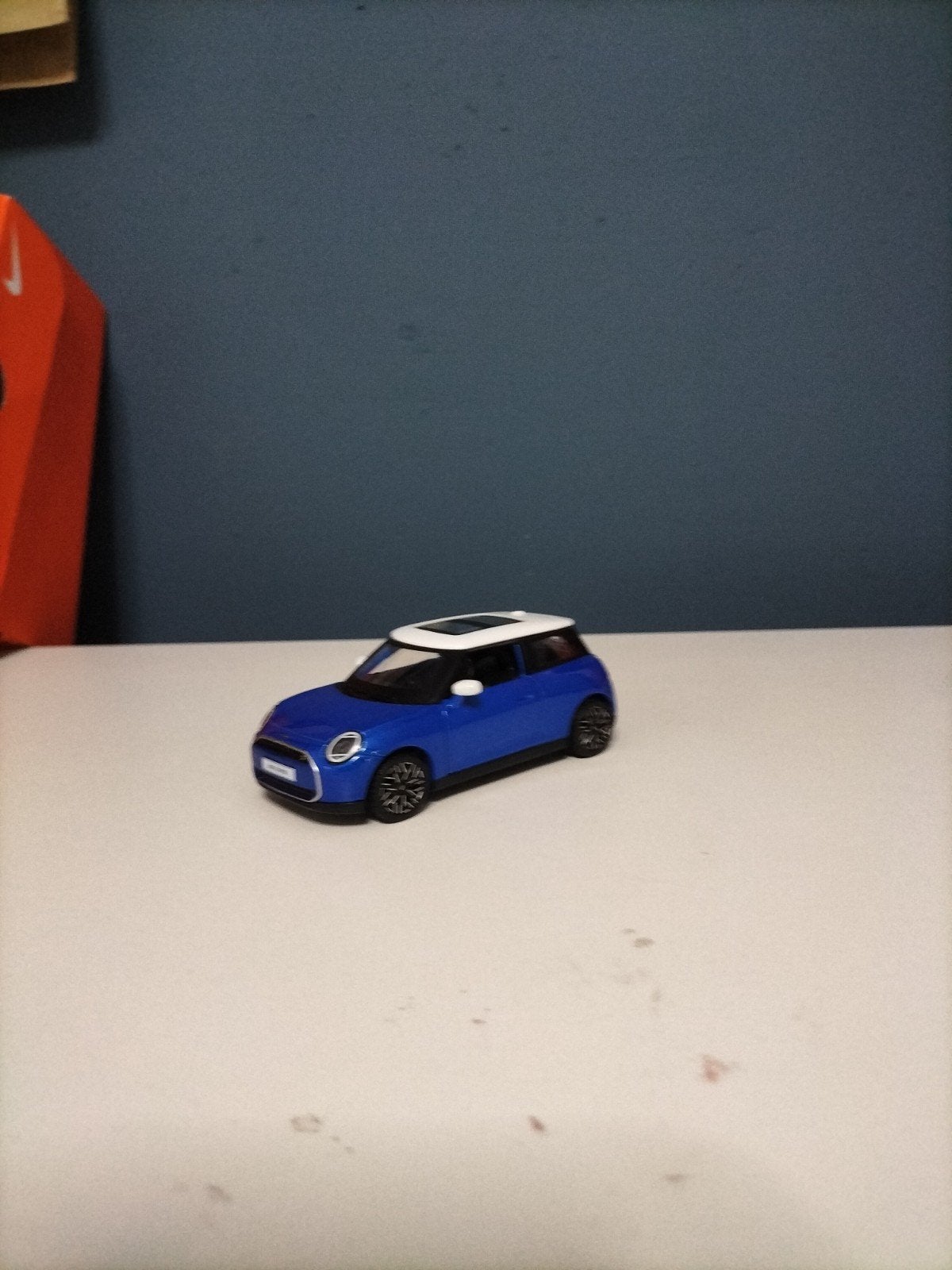 Mini Cooper modelauto blauw, Ophalen of Verzenden, Zo goed als nieuw