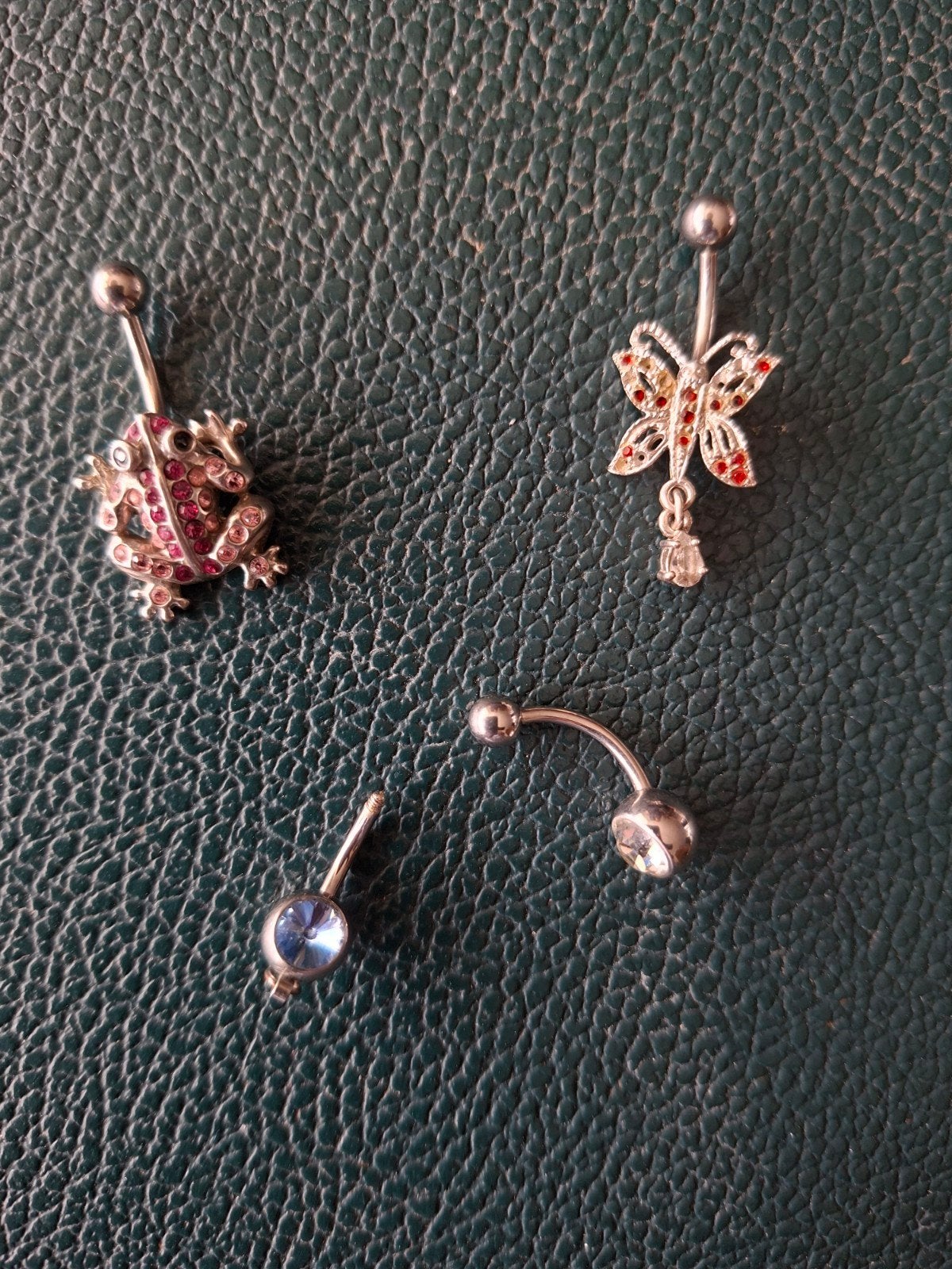 piercing sieraden, kikker/vlinder/2x knopjes, Ophalen of Verzenden, Zo goed als nieuw, Staal, Met strass