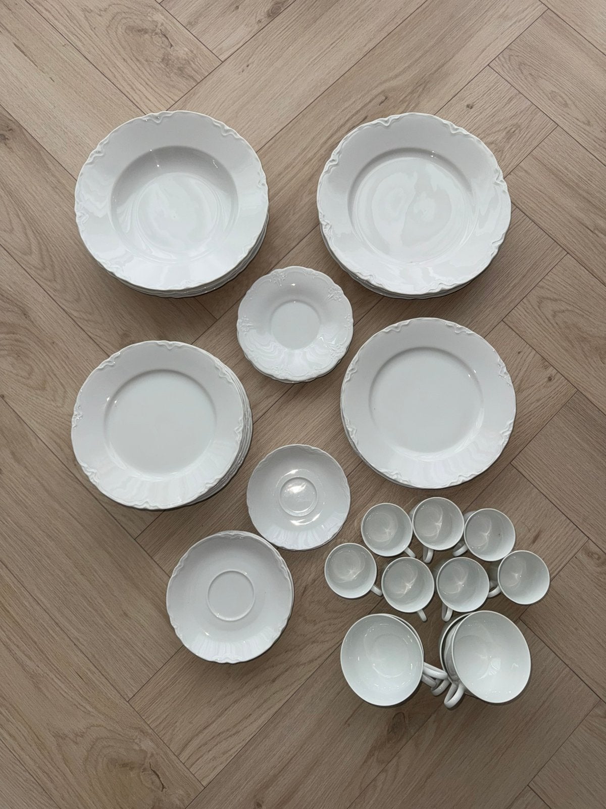 Vintage set kopjes & bordjes Hutschenreuther Germany 1814, Ophalen of Verzenden, Zo goed als nieuw, Porselein, Kop en/of schotel