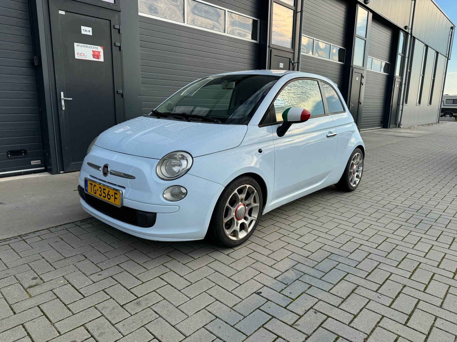 Fiat 500, 2009 lichtblauw, 21 km/l, 1242 cc, 4 cilinders, 840 kg