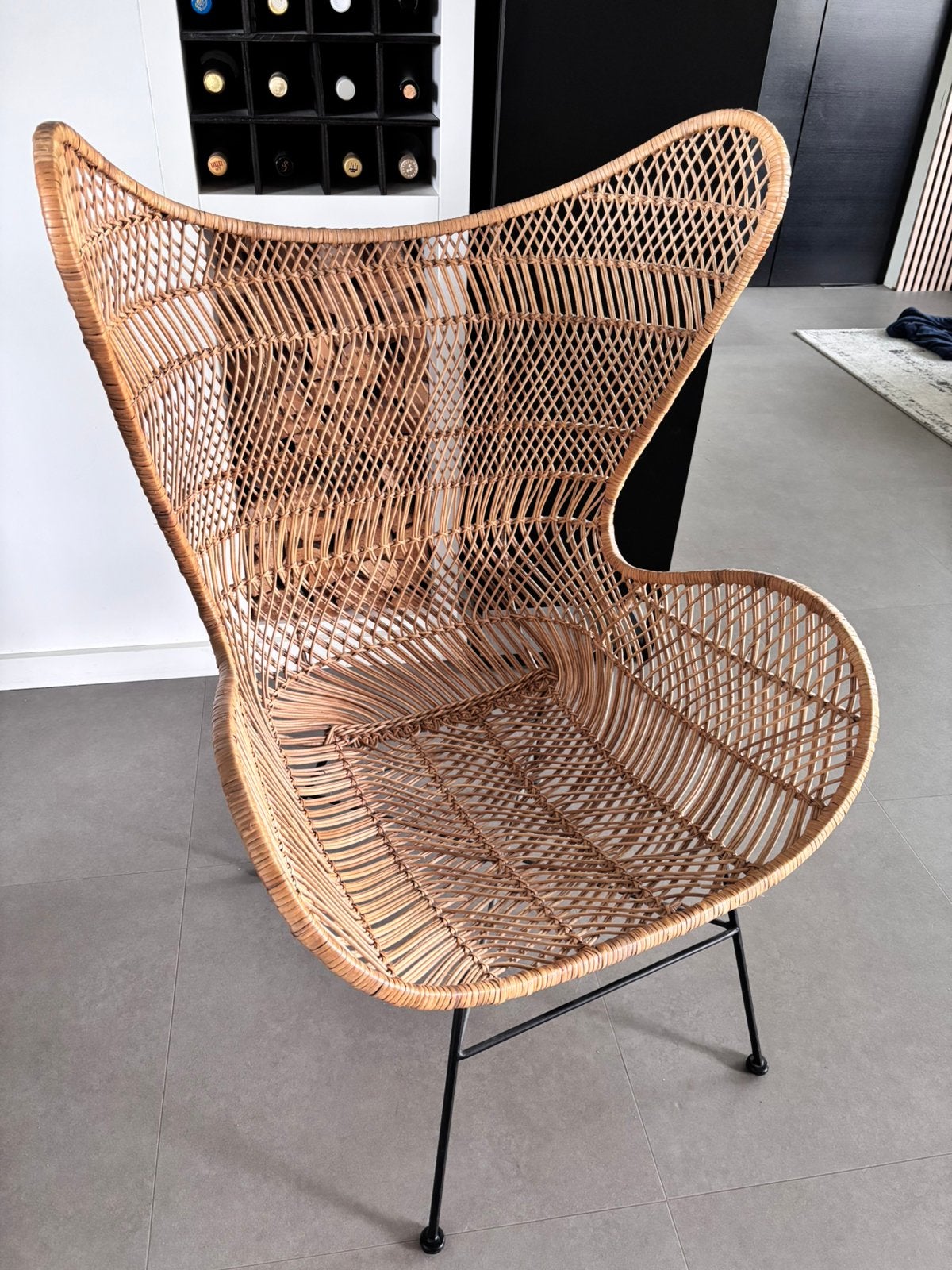 HKliving Rotan Egg Chair Bohemian 82 x 110 cm, Ophalen, Bruin, Bohemian, Metaal
