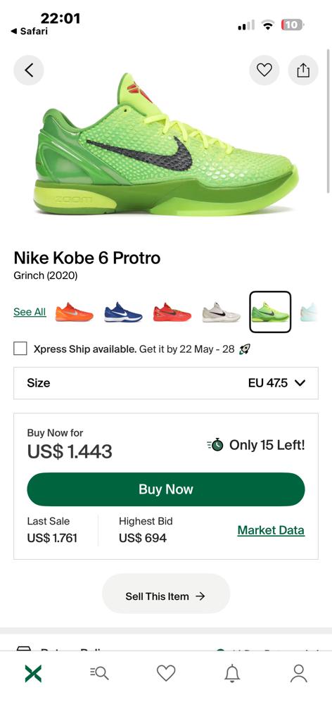Nike Kobe 6 Protro Grinch (2020) - Maat 47.5, Ophalen of Verzenden, Nieuw, Overige kleuren, Sneakers of Gympen