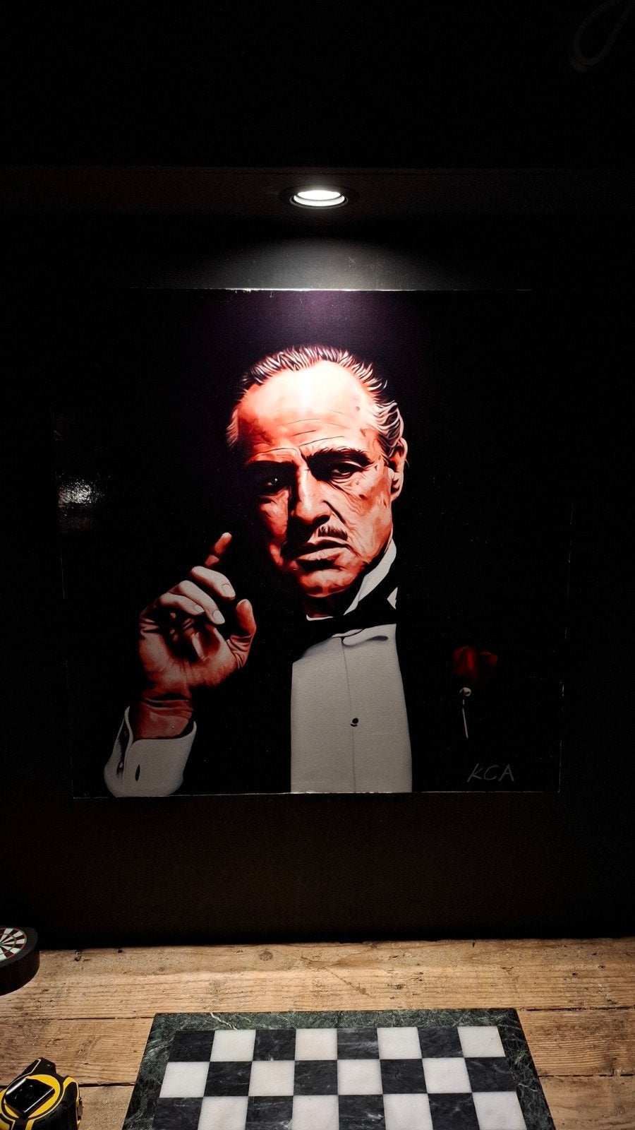 Schilderij van The Godfather!  60x60 cm, Ophalen, Gebruikt, Reclamebord, Plaat of Schild, Overige merken