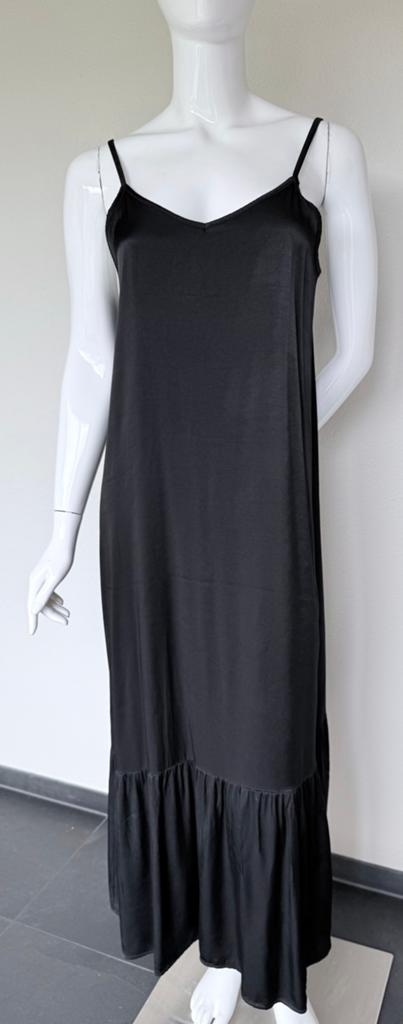 MADE IN ITALY JURK, ZWART SATIJN ONE SIZE NEW €119,-💛💛💛, Maat 38/40 (M), Zwart, Ophalen of Verzenden, Zo goed als nieuw