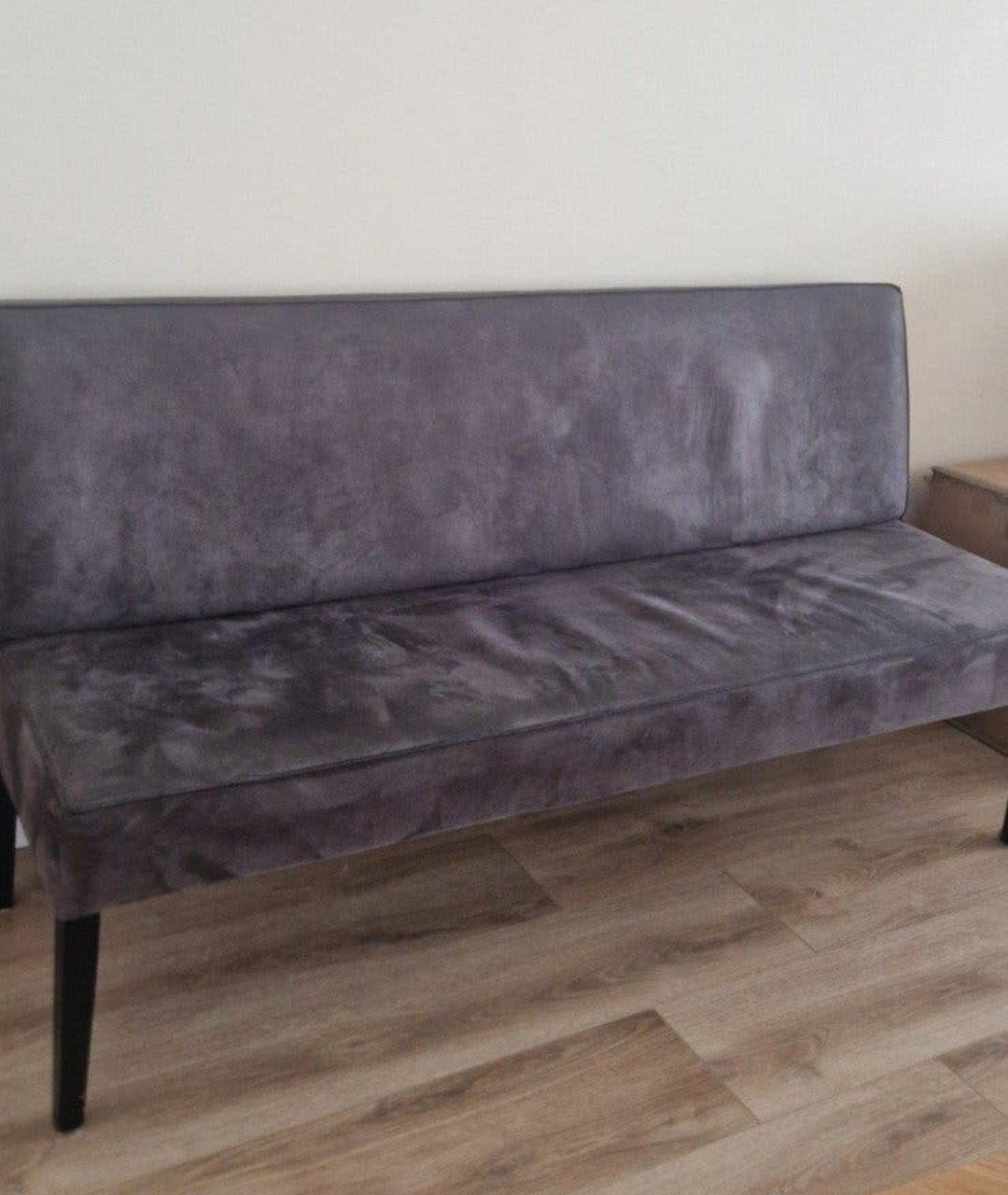 Moderne Eettafel Bankje - Grijs Stof, Huis en Inrichting, Ophalen, 150 tot 200 cm, Driepersoons, Zo goed als nieuw