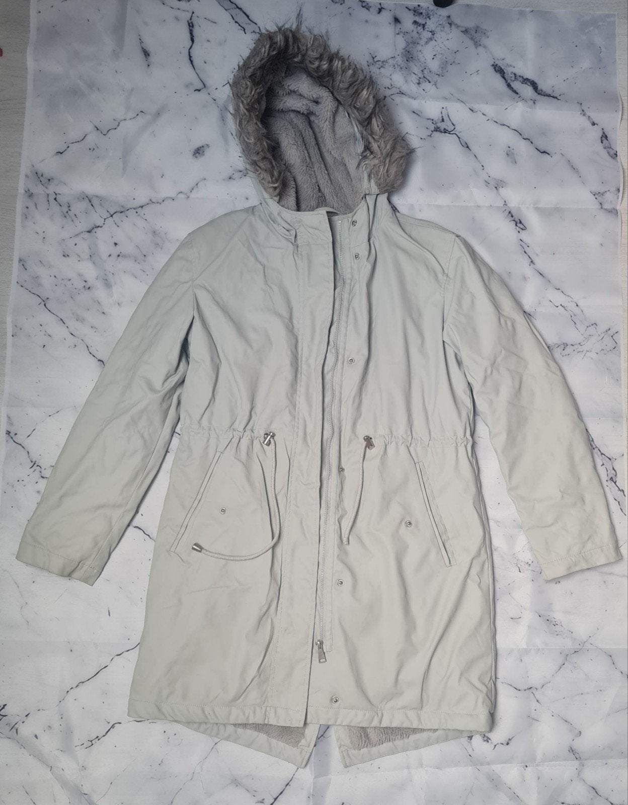 Primark parka jas met teddy voering en capuchon, maat XS, Primark, Ophalen of Verzenden, Maat 34 (XS) of kleiner, Grijs