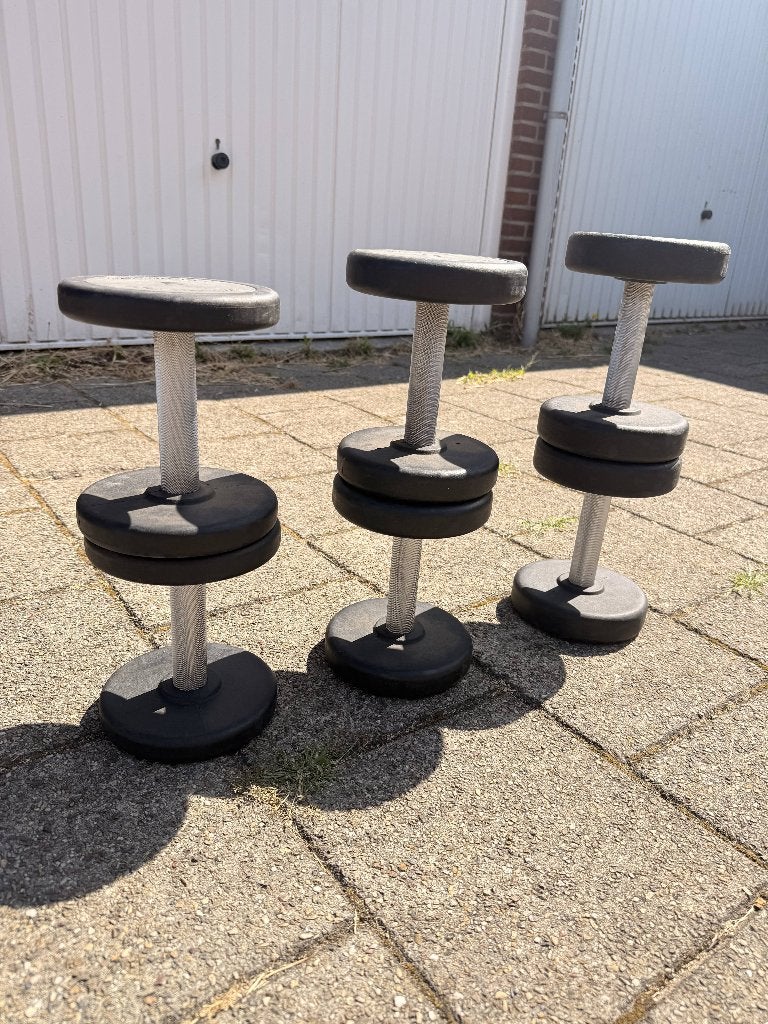 Technogym P.U. Dumbbell Sets: 2 x 5, 7, 9 kg, Ophalen, Zo goed als nieuw, Benen, Dumbbell