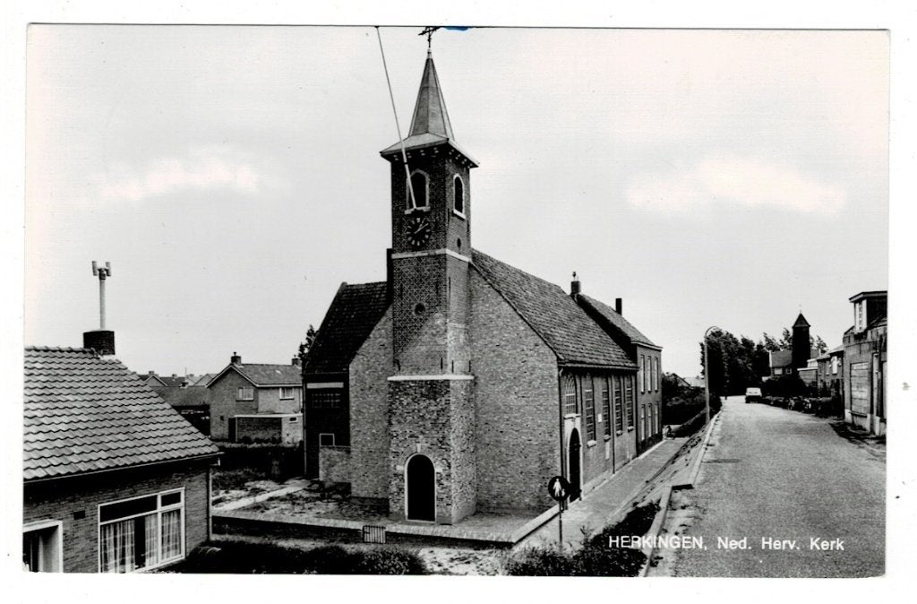 Herkingen (Z.H.) 1971. Fotokaart van de Ned. Herv. Kerk., Verzamelen, Ophalen of Verzenden, 1960 tot 1980, Gelopen, Zuid-Holland
