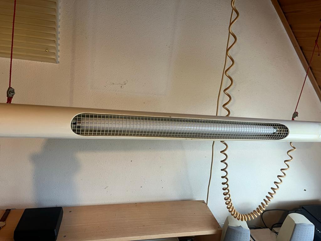 Vintage TL-buis lamp - Industriële stijl, Huis en Inrichting, Lampen | Hanglampen, Ophalen, Gebruikt, Metaal, Minder dan 50 cm
