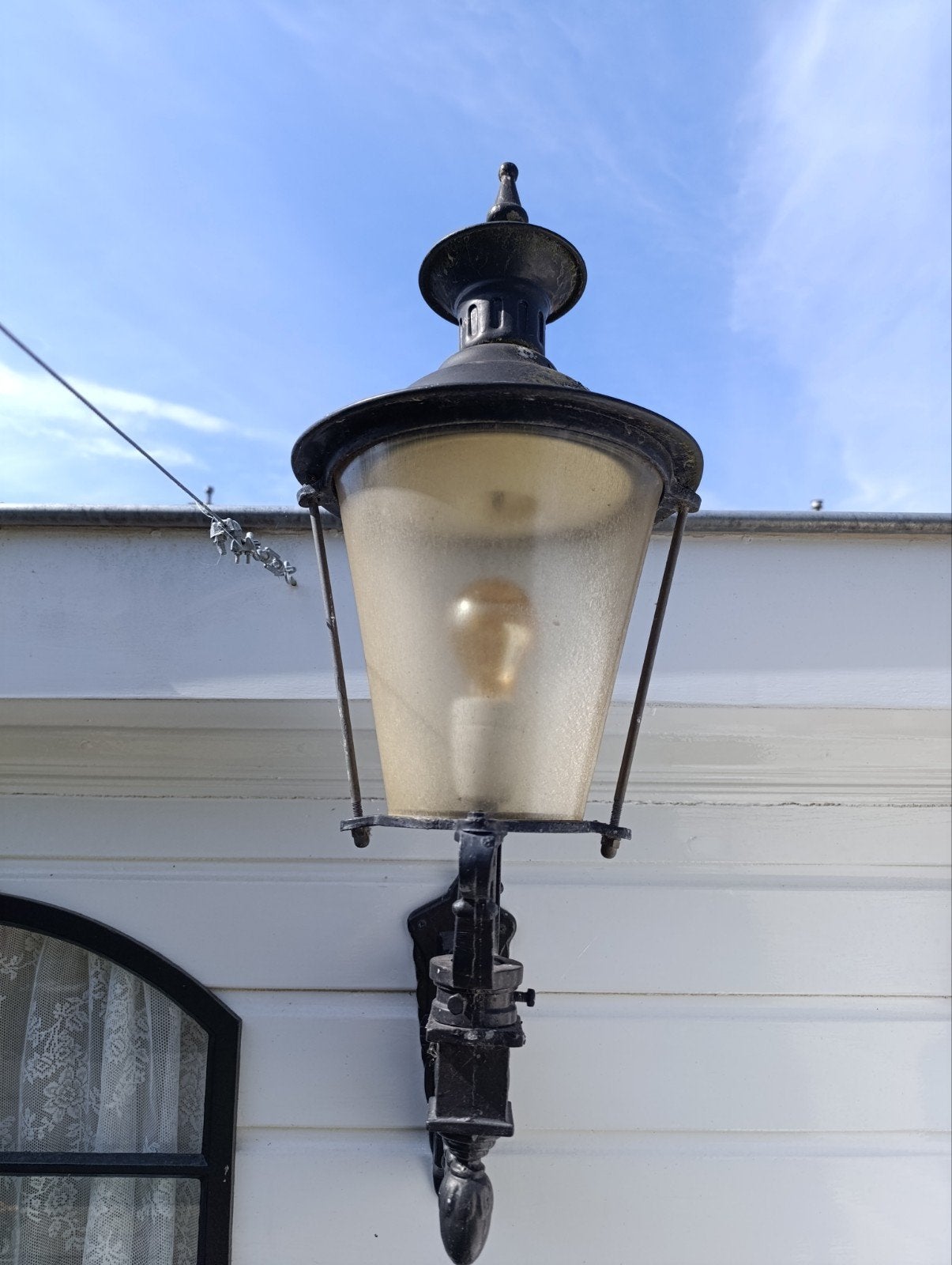 Oude vintage antieke buitenlamp - 65 cm lang, 53 cm diep, Ophalen