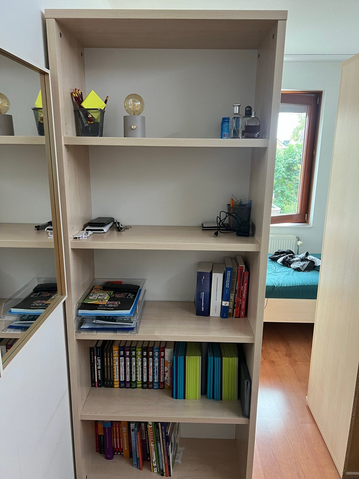 Complete slaapkamer set: bed, bureau, kast en boekenkast, Huis en Inrichting, Slaapkamer | Complete slaapkamers, Ophalen, Zo goed als nieuw