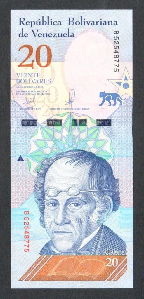 Bankbiljet - Venezuela 20 Bolivares 2018 - UNC., Ophalen of Verzenden, Zuid-Amerika, Los biljet