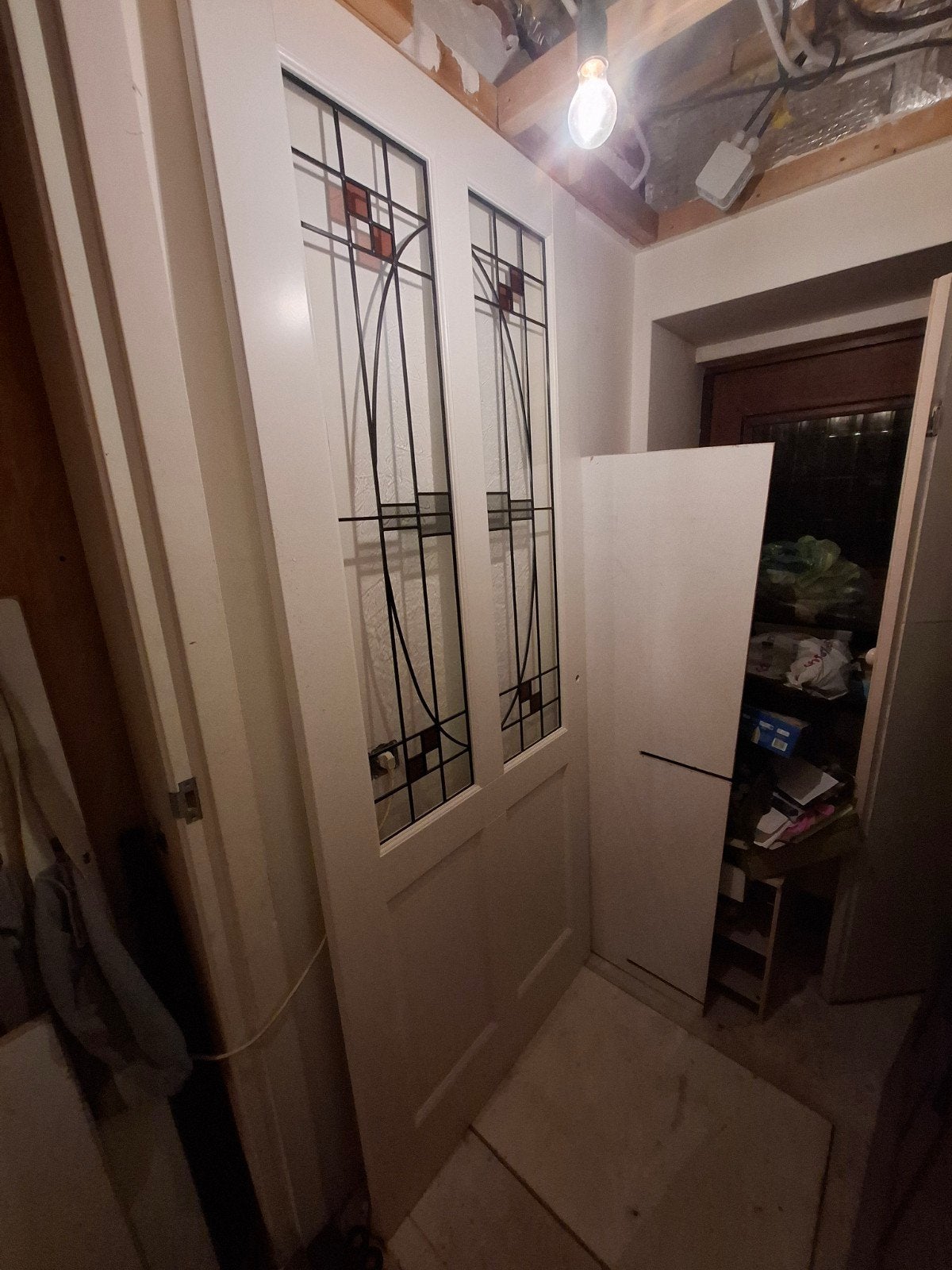 Nieuwe stompe binnendeur met glas in lood, 80 tot 100 cm, 215 cm of meer, Binnendeur, Nieuw