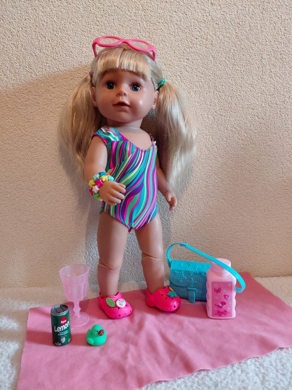 Mooie Baby Born Zus Pop in Badpak  ☀️⛱️+ Strandset., Ophalen of Verzenden, Zo goed als nieuw, Overige typen