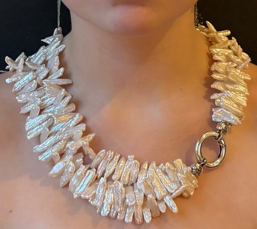 Parel fraaie robuuste ketting vintage zilveren slot dames, Sieraden, Tassen en Uiterlijk, Ophalen of Verzenden, Zilver, Ketting