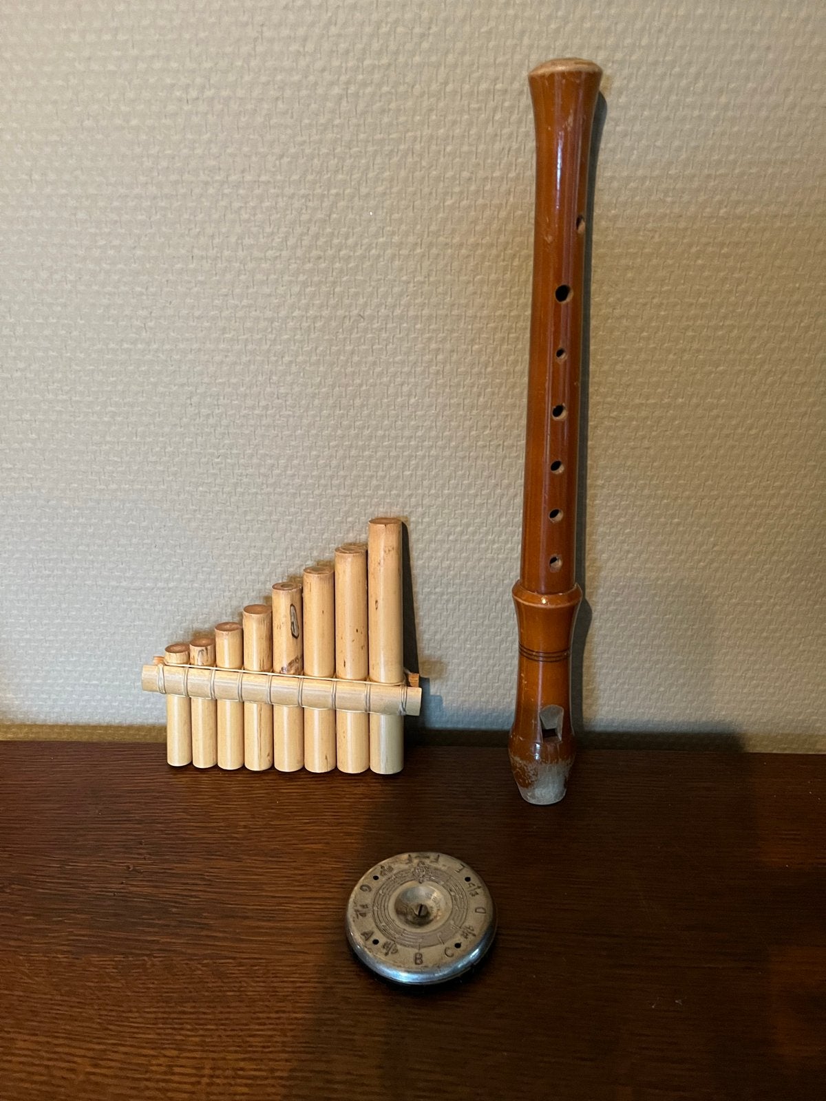 Panfluit, blokfluit en stemvork - Muziekinstrumenten set, Ophalen, Gebruikt, Houtblazer