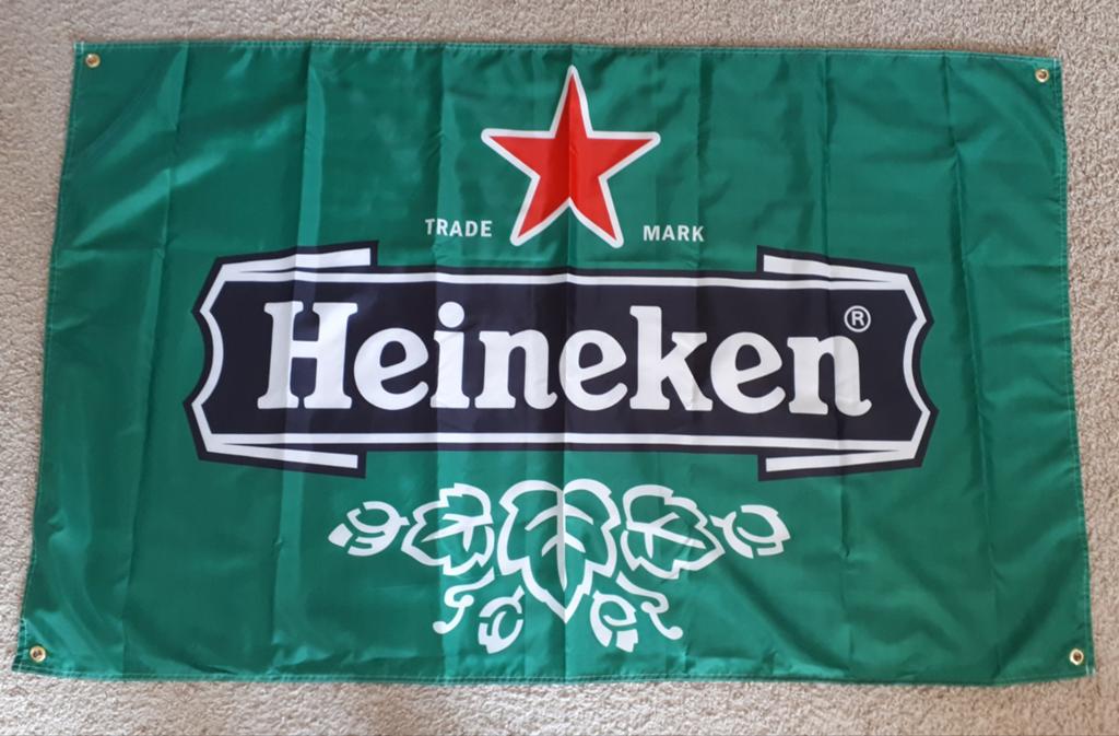 Heineken 90x150 cm Reclame Vlag, Ophalen of Verzenden, Nieuw, Reclamebord, Plaat of Schild, Heineken