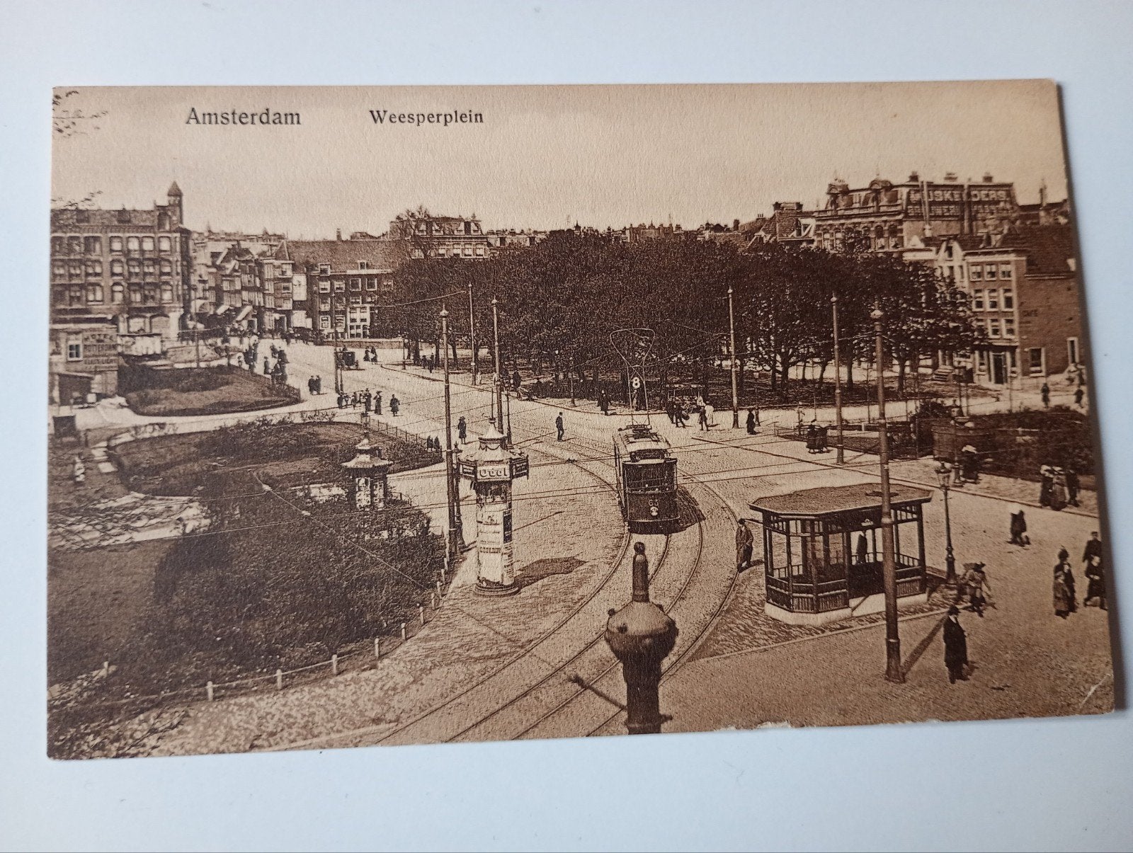 Amsterdam Weesperplein met Tram, Ophalen of Verzenden, Voor 1920, Ongelopen, Noord-Holland