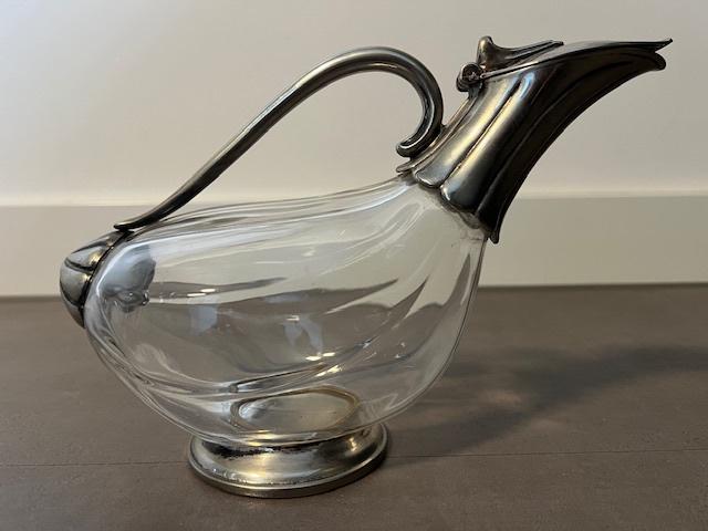Prachtige karaf, van glas met zilver hij staat horizontaal., Antiek en Kunst, Ophalen of Verzenden