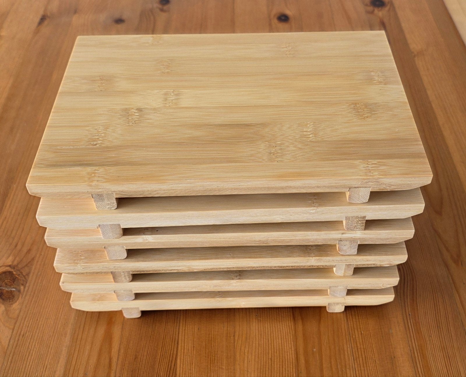 Set van 6 bamboe sushi bordjes, Huis en Inrichting, Keuken | Servies, Aziatisch, Gebruikt, Overige merken, Ophalen of Verzenden