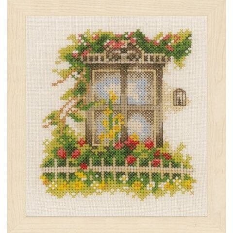 Borduurpakket Venster met bloemen 34602, ., Nieuw, Ophalen of Verzenden, .