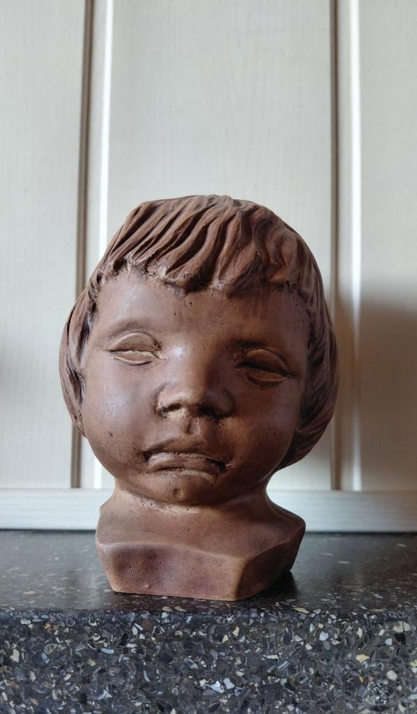 Vintage terracotta buste kind, Antiek en Kunst, Kunst | Beelden en Houtsnijwerken, Ophalen of Verzenden