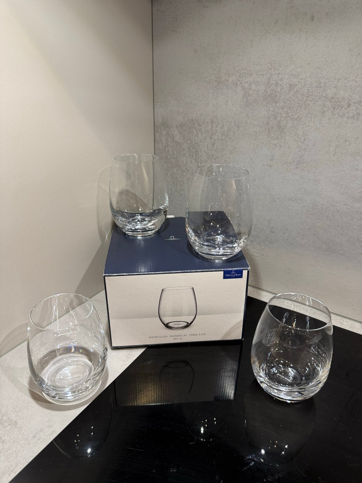 Villeroy & Boch glazen set - 4 stuks, 11 cm hoog, Ophalen of Verzenden, Zo goed als nieuw, Glas, Overige merken