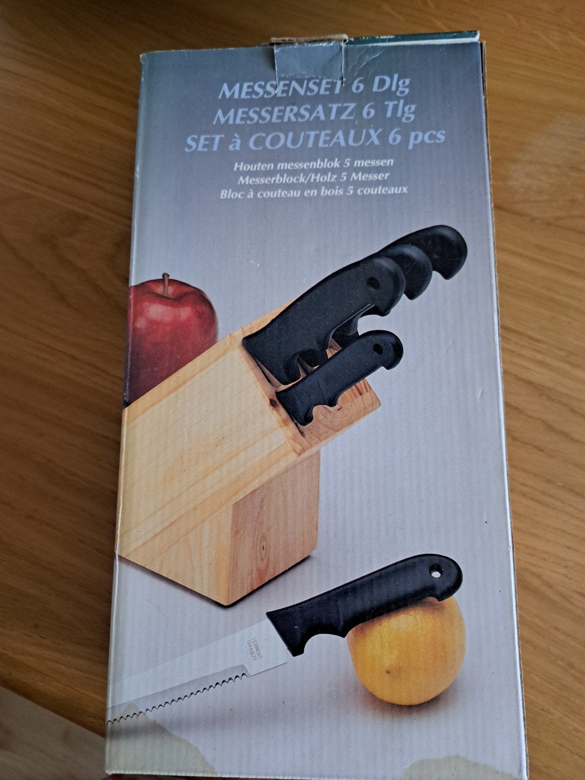 Messenset 6-delig met houten messenblok, Overige typen, Hout, Nieuw, Ophalen of Verzenden