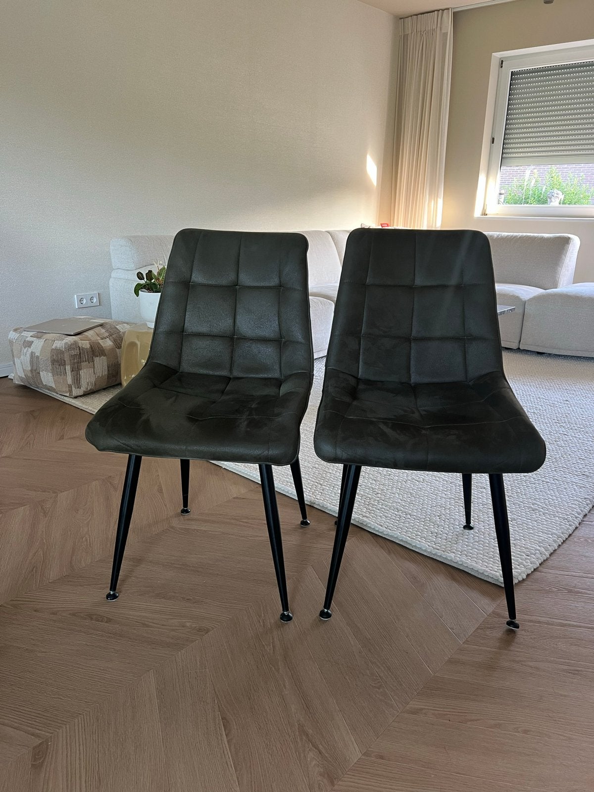 Set van 2 donkergroene eetkamerstoelen, Ophalen, Twee, Overige kleuren, Zo goed als nieuw