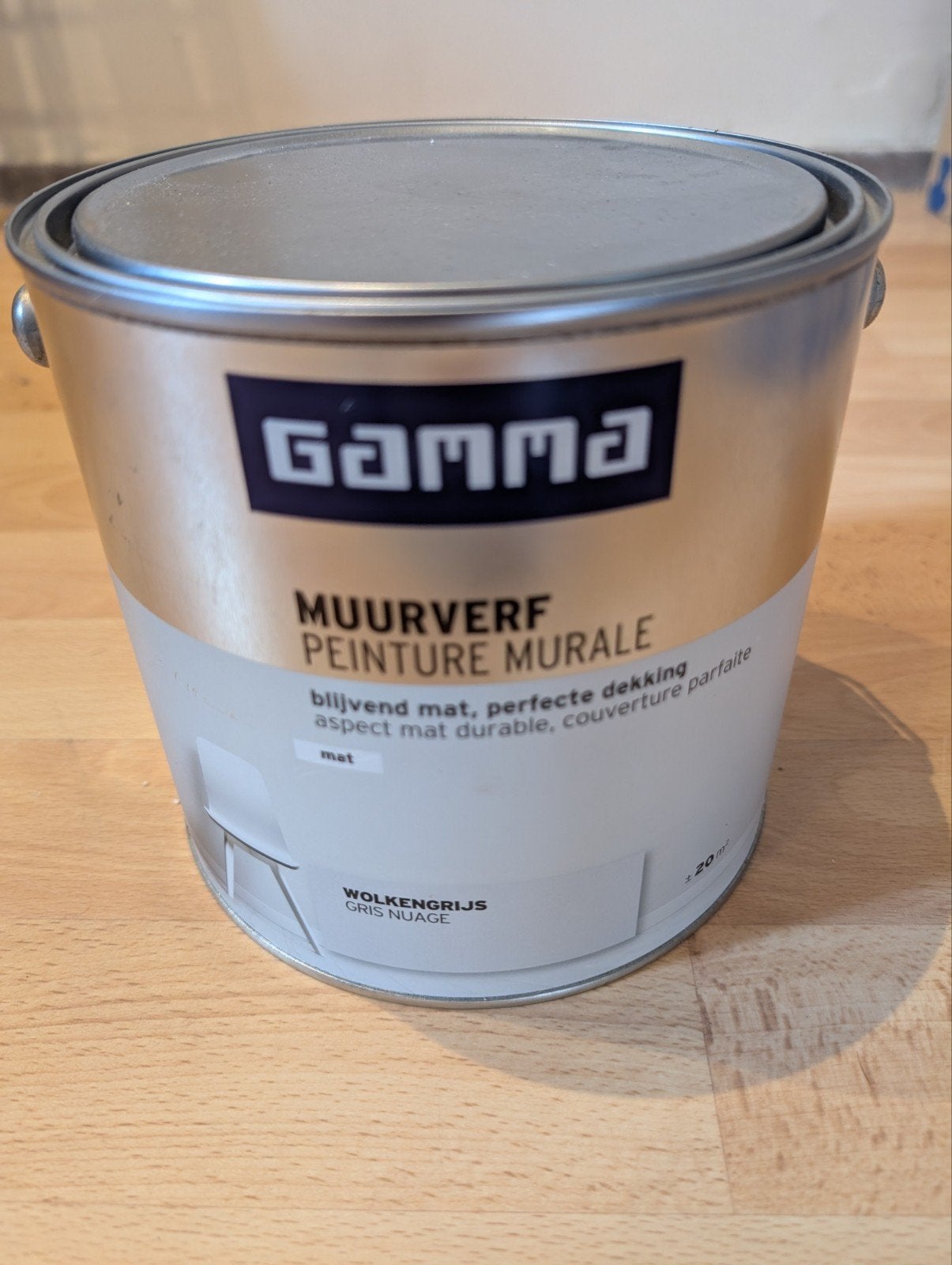 NIEUW Gamma Muurverf Wolkengrijs - Blijvend Mat, Ophalen, Nieuw, Verf, Grijs