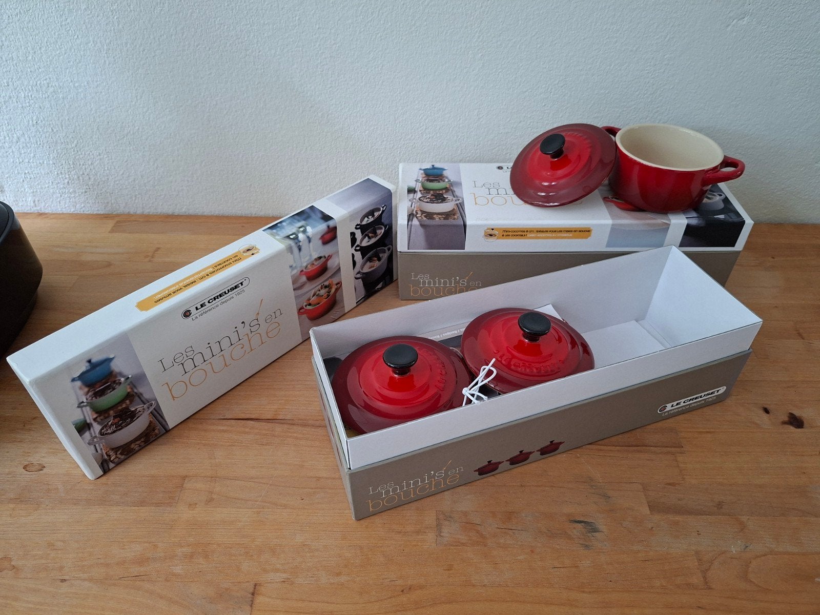 Le creuset mini pannetjes, Huis en Inrichting, Overige typen, Nieuw, Steen/keramiek, Rood