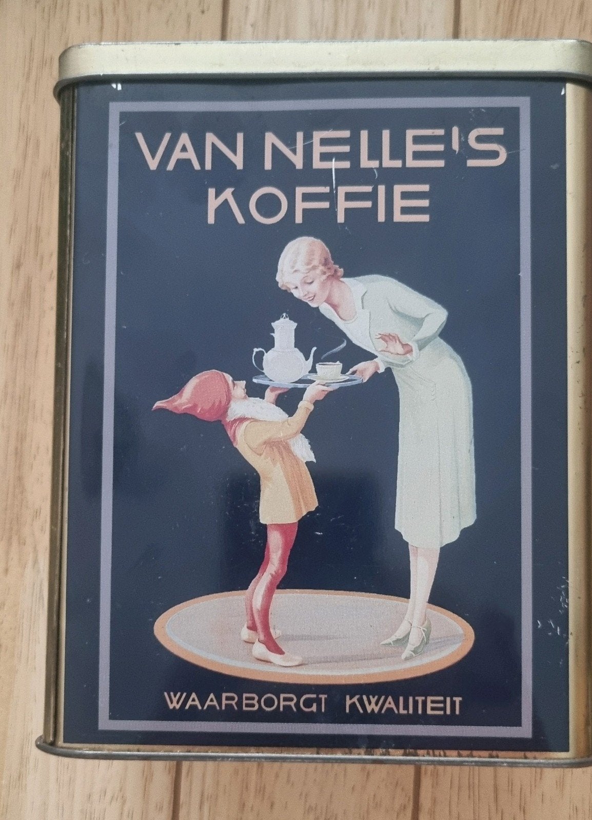van Nelle koffie blik, jaren 80, afbeelding  piggelmee, Ophalen of Verzenden, Gebruikt, Koffie, Van Nelle
