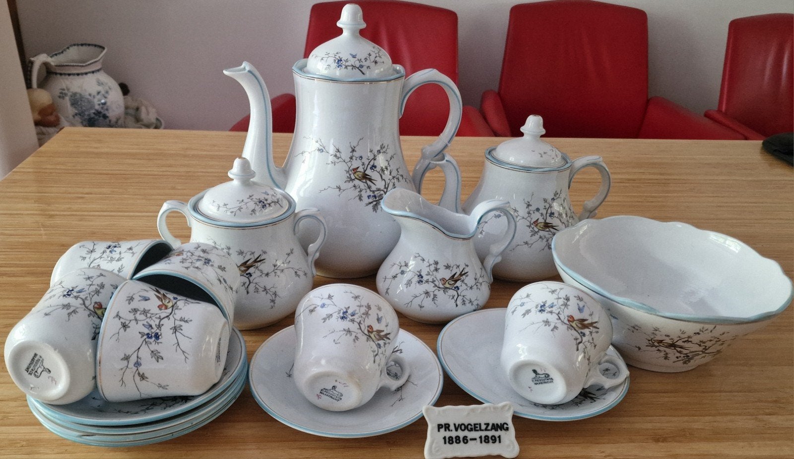 Thee Koffieserviesje Petrus Regout decor Vogelzang 1886, Ophalen of Verzenden