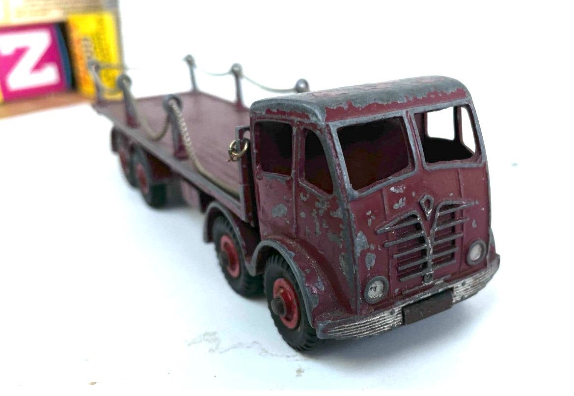 Vintage Dinky Toys Vrachtwagen met platte wagen, Ophalen of Verzenden