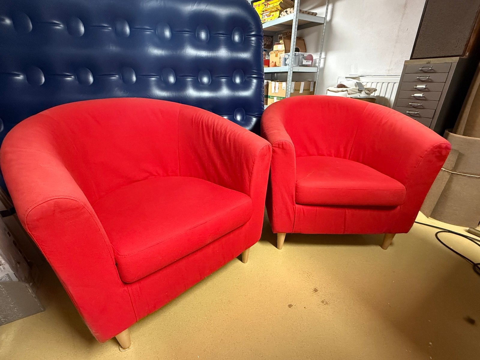 2 rode fauteuils / stoelen, Ophalen, Gebruikt, Minder dan 75 cm, Stof