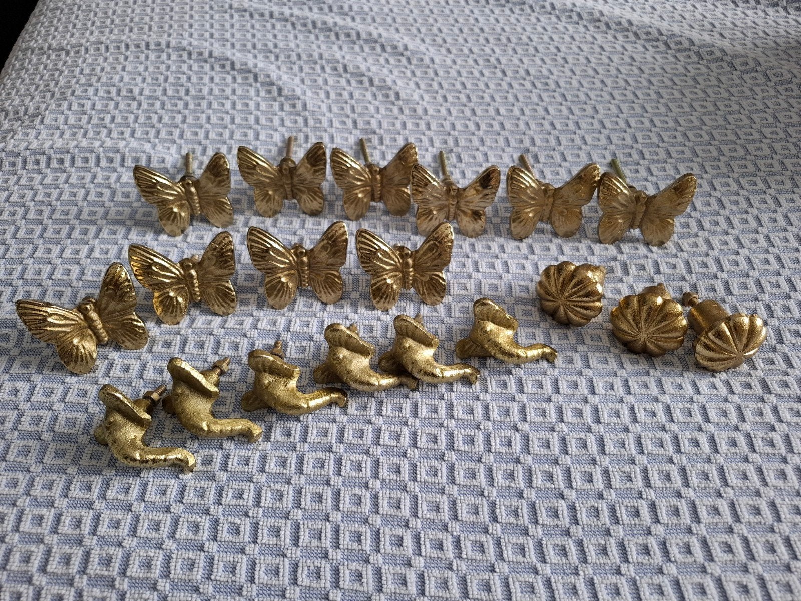 Xenos kastknoppen - 19 stuks, goudkleurig, Ophalen of Verzenden, Gebruikt, Goud, Metaal