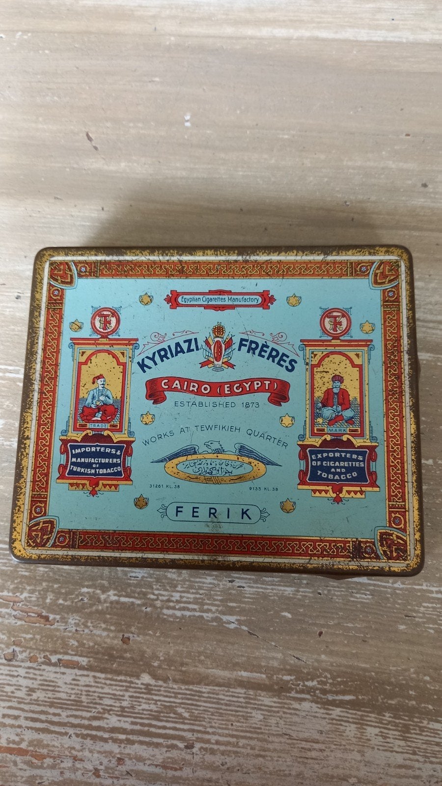 Oud waardevol blikje Kyriazi Frères Cairo Egypte Ferik, Verzamelen, Ophalen of Verzenden