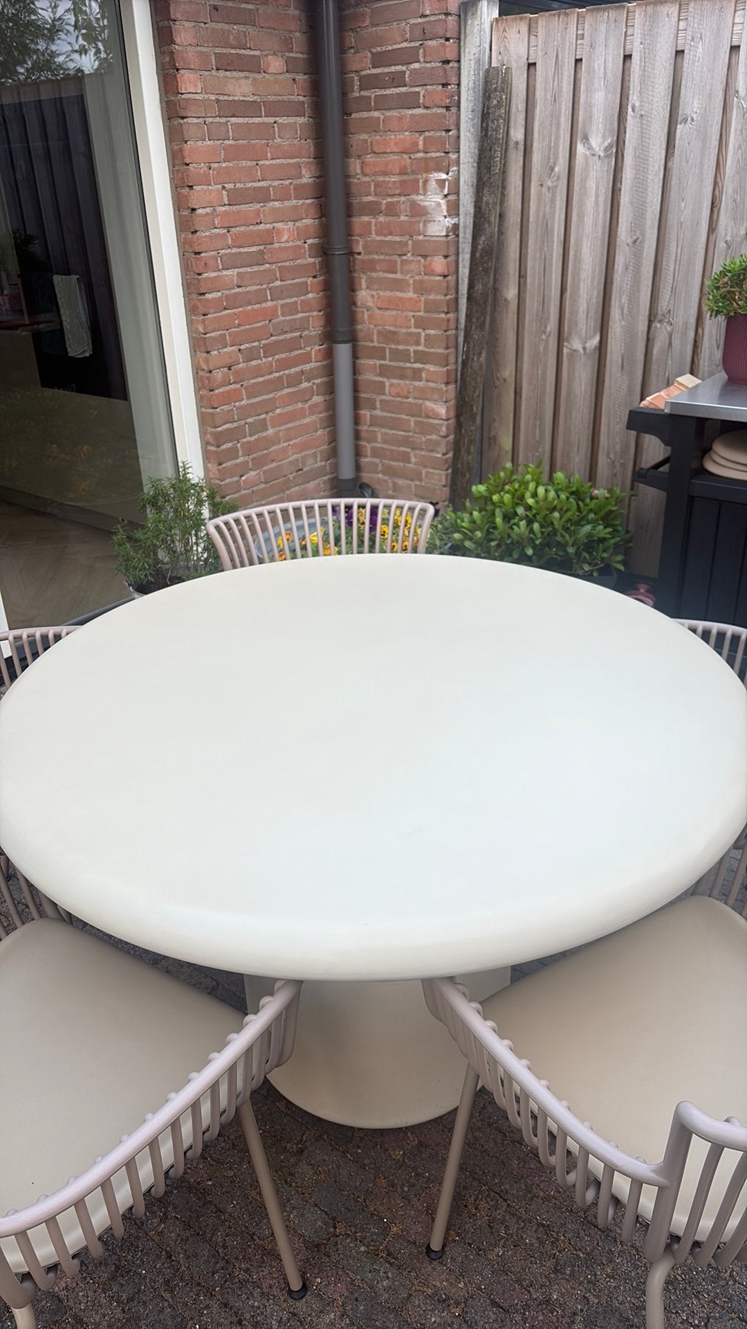 Beige Tafelblad van 120 cm groot, leuk voor DIY Project, Ophalen, Overige materialen, Rond, Zo goed als nieuw