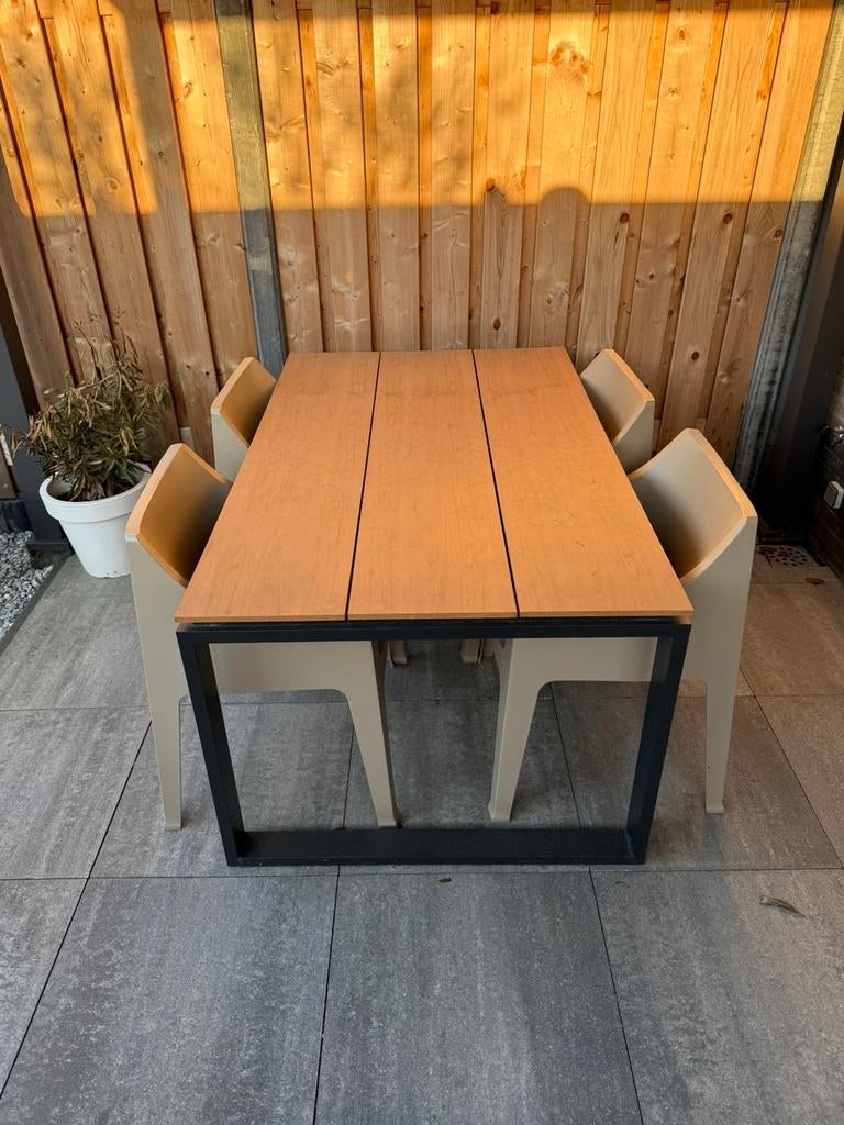 Tuinset tafel + 4 scab coccolona, Ophalen, Zo goed als nieuw, Tuinset, Eettafel