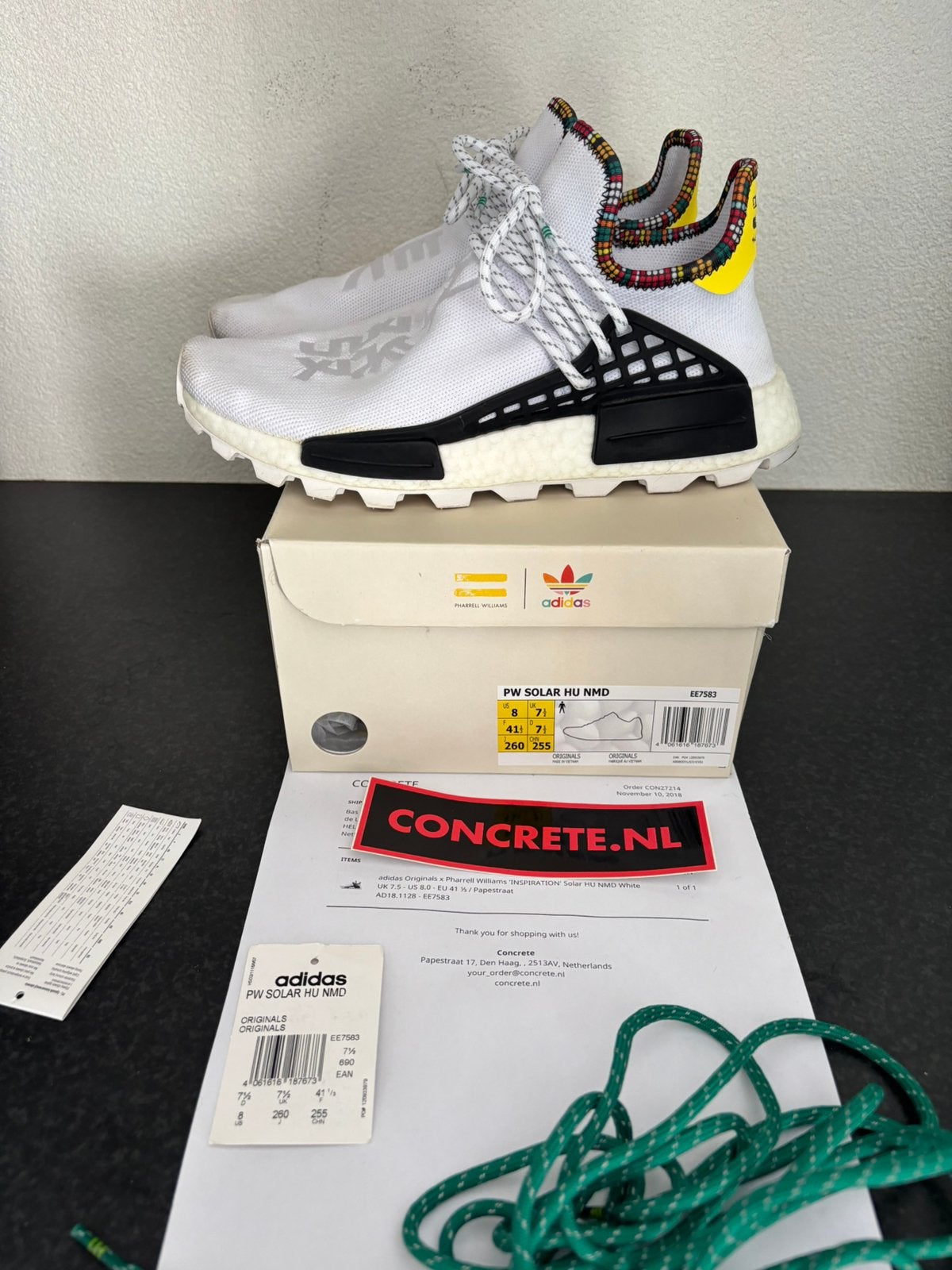 Adidas x Pharrell Williams Solar Hu NMD "Ftwr White", Ophalen of Verzenden, Zo goed als nieuw, Wit