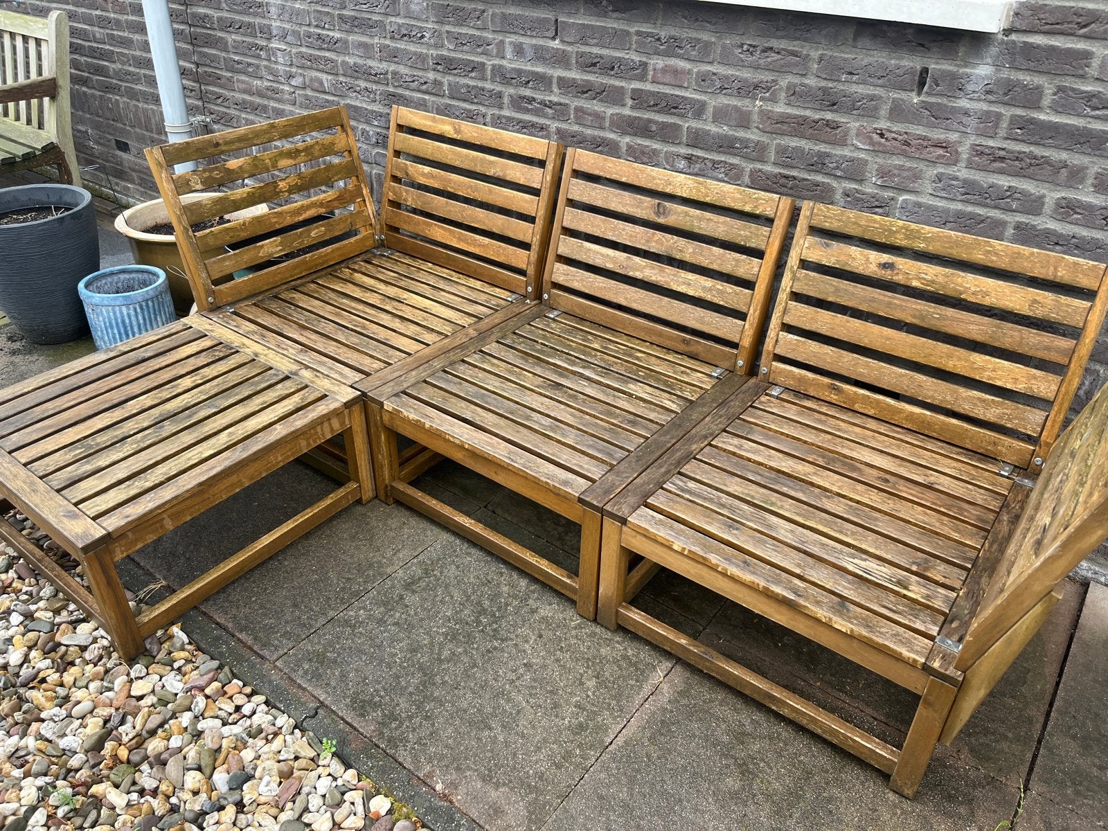 Gebruikte houten bank in goede staat, Ophalen, 250 tot 300 cm, Gebruikt, Hoekbank