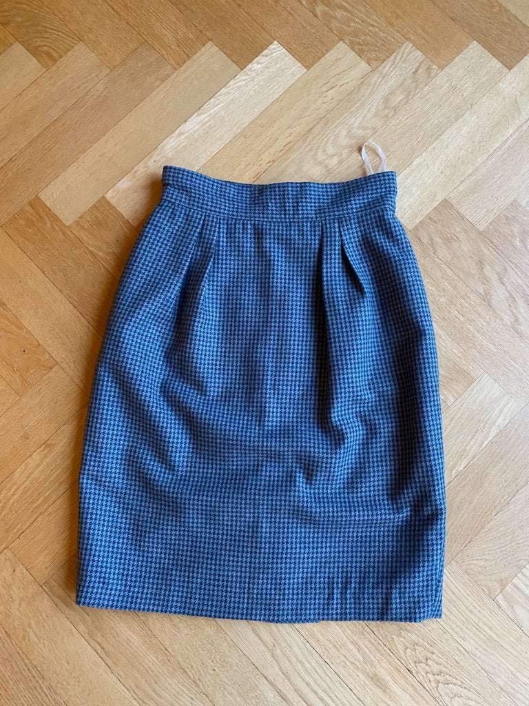 Wollen rok blauw pied de poule ruit -vintage, Blauw, Onbekend., Ophalen of Verzenden, Knielengte
