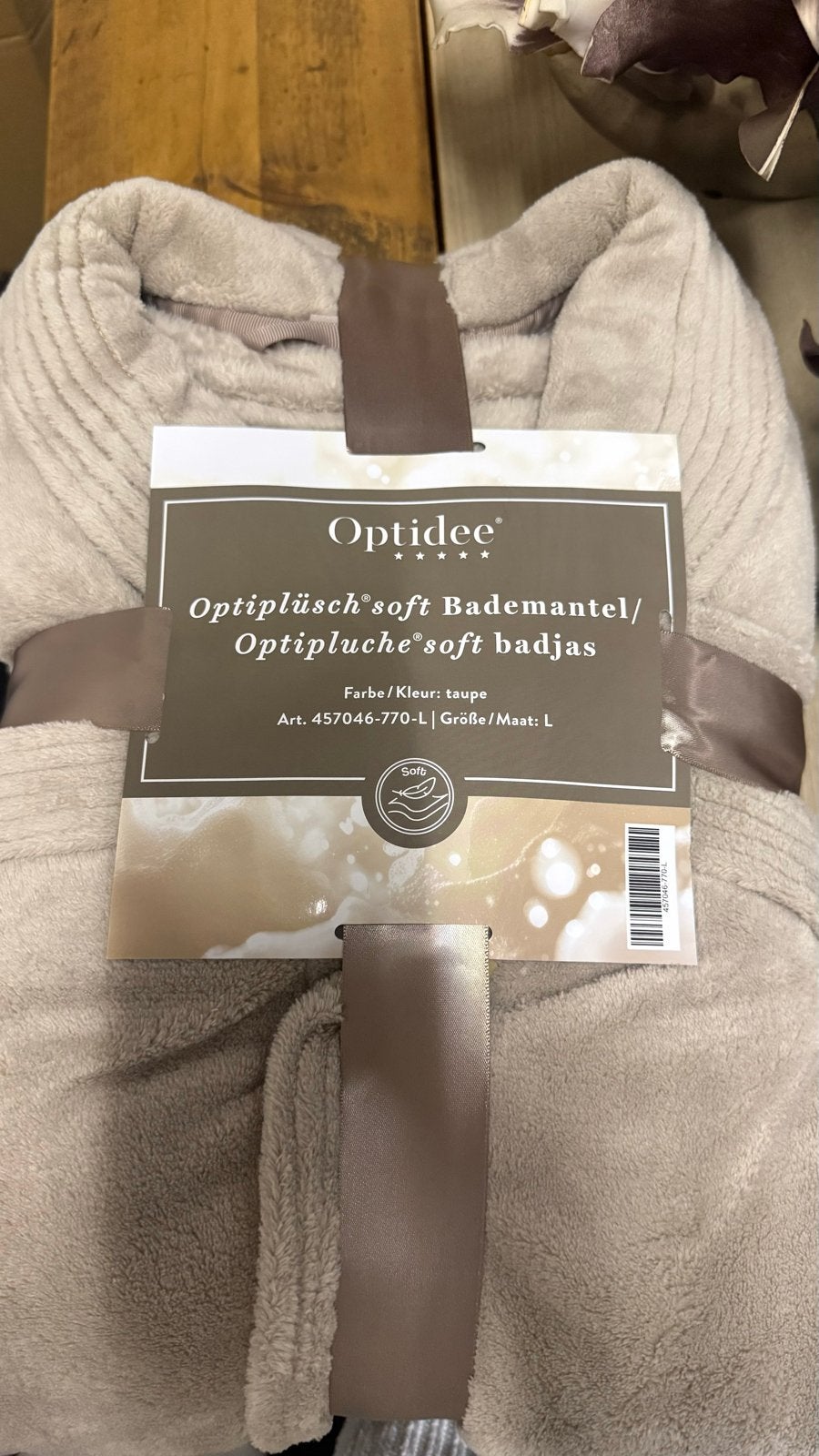 Nieuwe Optidee Optiplüsch soft badjas maat L, Ophalen of Verzenden, Nieuw
