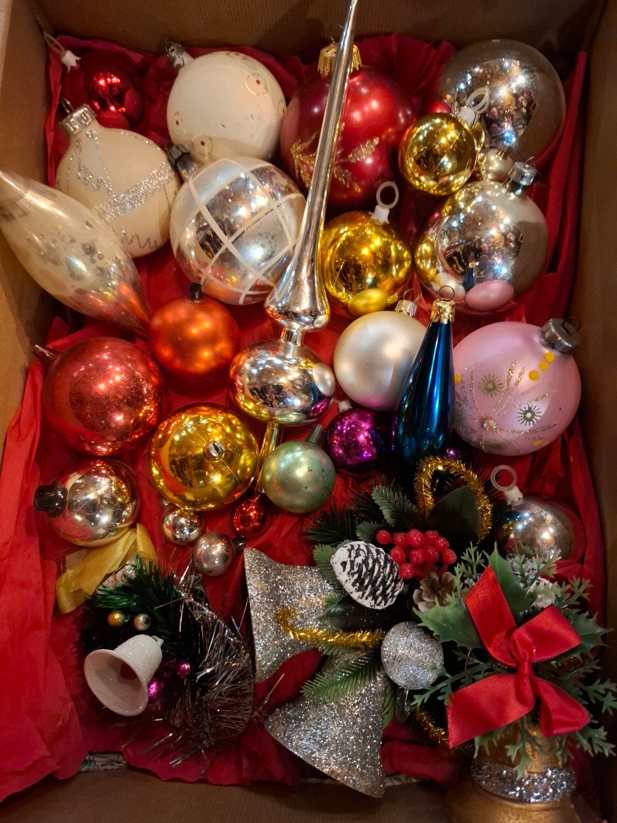 Grote partij oude kerstversiering., Ophalen of Verzenden