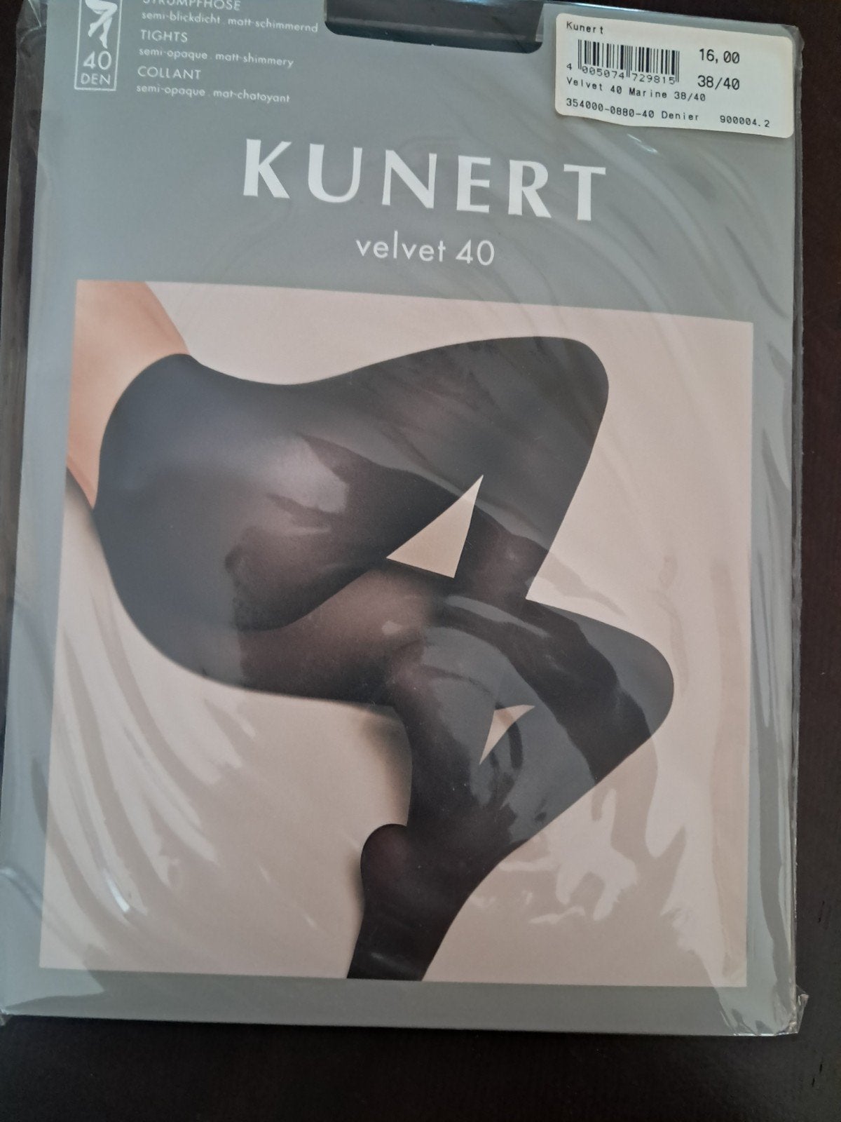 Kunert velvet 40 panty marine maat 36-38, Maat 36/38 (S), Blauw, Nieuw, Ophalen of Verzenden