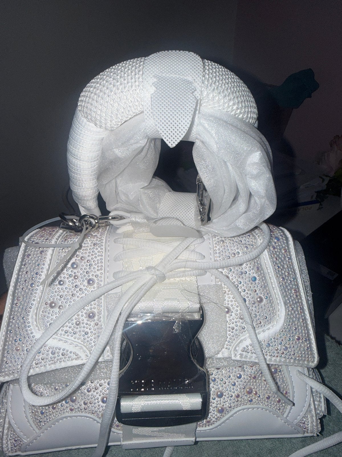 Witte handtas met strass en gesp, nieuw, Ophalen, Nieuw, Wit, Handtas