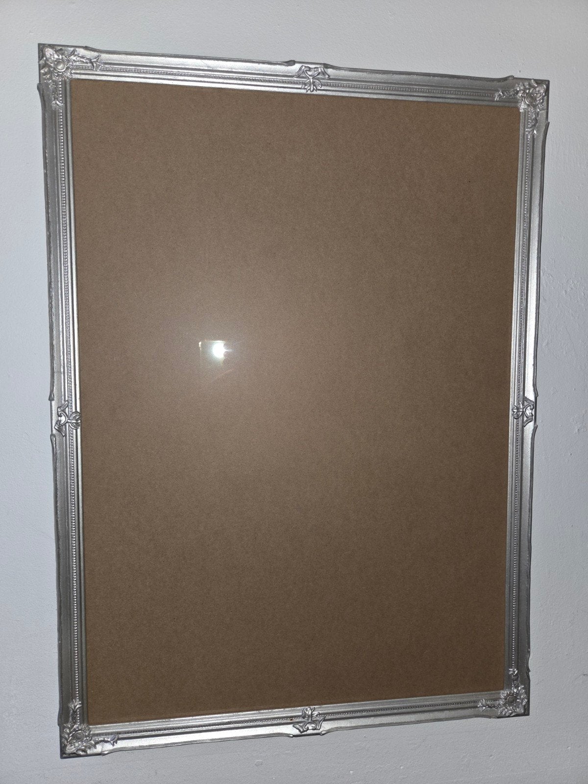 Zilverkleurige barok fotolijst met sierrand 50 x 70 cm, Kunststof, Gebruikt, Fotolijst, Zilver