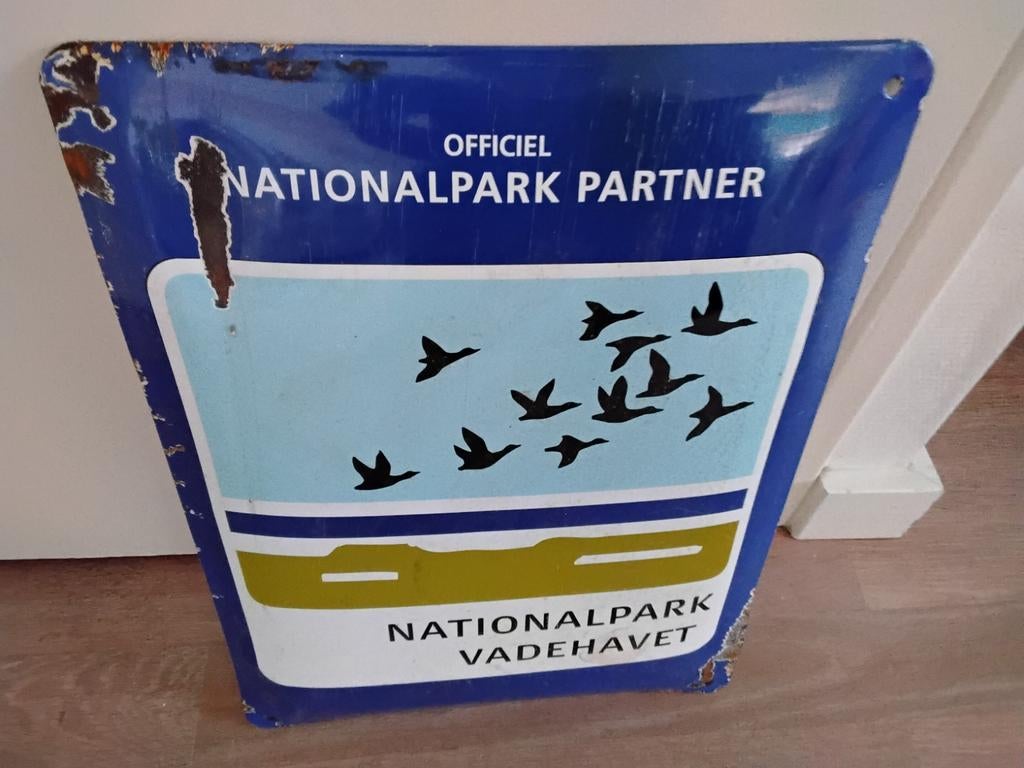 Oud Deens Emaille Bord - Nationalpark Vadehavet, Antiek en Kunst, Ophalen