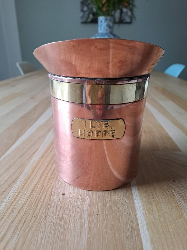 Vintage koperen maatbeker Hoppe 1 ltr, Antiek en Kunst, Ophalen of Verzenden, Koper